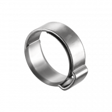 Treated steel single ear clamp with ring