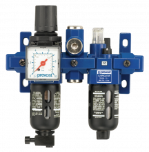 ALTO 1 - 2-piece-set - 1/4'' Filter-Regulator-Lubricator (gauge included) with wall bracket, diverter block and pipe adapters